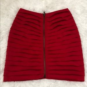 Silence + Noise Red Skirt with Zipper XS